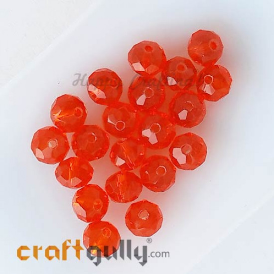 Glass Beads 6mm Rondelle Faceted - Trans. Dark Orange - 20 Beads