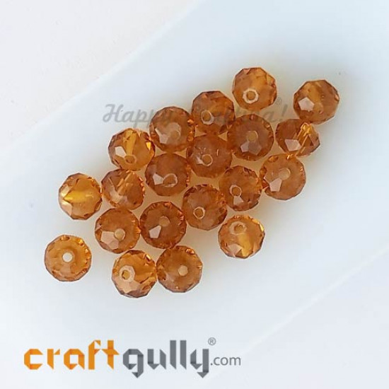 Glass Beads 6mm Rondelle Faceted - Trans. Ochre - 20 Beads