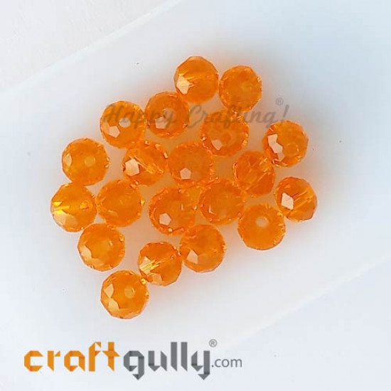 Glass Beads 6mm Rondelle Faceted - Trans. Light Orange - 20 Beads