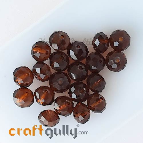 Glass Beads 6mm - Rondelle Faceted - Trans. Brown - 20 Beads