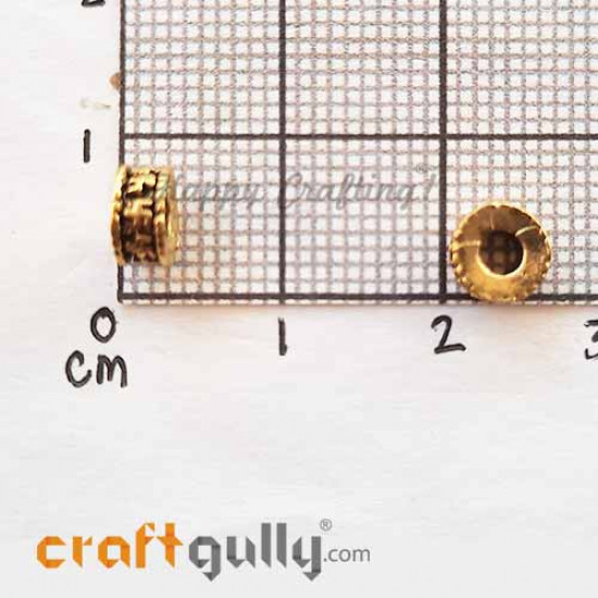 German Silver Beads 3mm - Design #13 - Golden Plating - 6 Beads