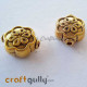 German Silver Beads 10mm - Flower #8 - Golden Plating - 2 Beads