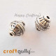German Silver Beads 10mm - Design #4 - Silver Finish - 2 Beads