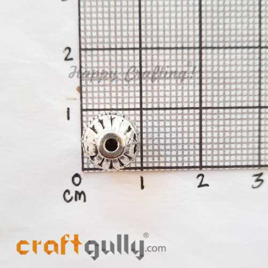 German Silver Beads 10mm - Design #4 - Silver Finish - 2 Beads