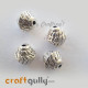 German Silver Beads 7mm - Design #12 - Silver Finish - 4 Beads