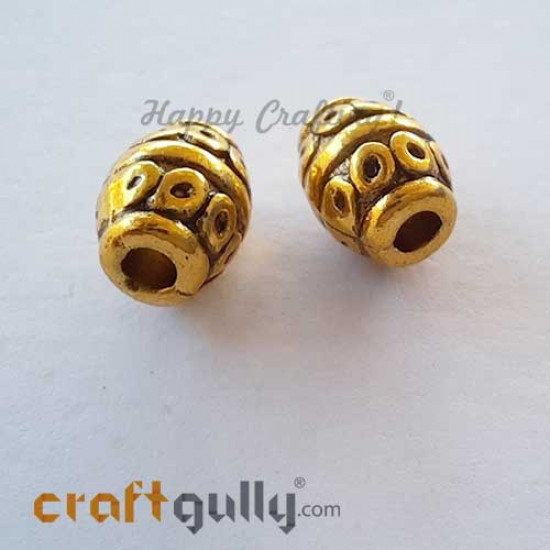 German Silver Beads 8mm - Design #14 - Golden Plating - 2 Beads