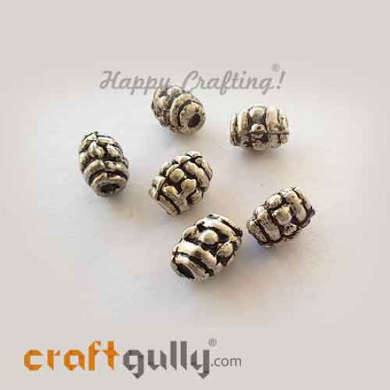 German Silver Beads 6mm - Design #17 - Silver Finish - 6 Beads