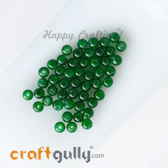 Glass Beads 4mm Round - Trans. Dark Green - 50 Beads