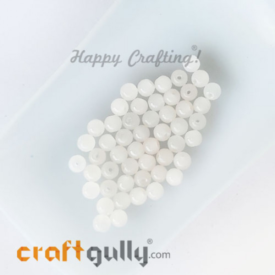 Glass Beads 4mm Round - Trans. White - 50 Beads