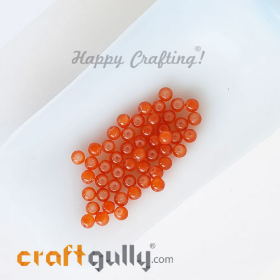 Glass Beads 4mm Round - Trans. Orange - 190 Beads