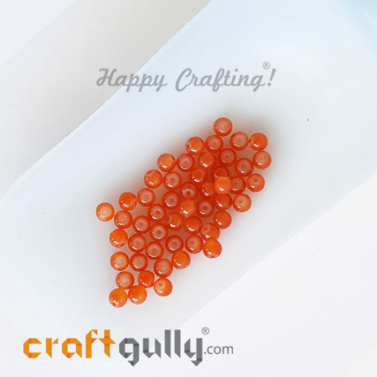 Glass Beads 4mm Round - Trans. Orange - 50 Beads