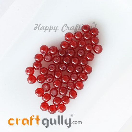 Glass Beads 4mm Round - Trans. Dark Red - 190 Beads