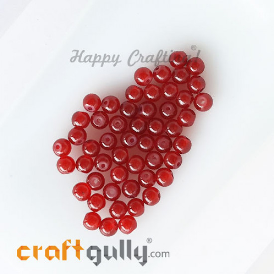 Glass Beads 4mm Round - Trans. Dark Red - 50 Beads