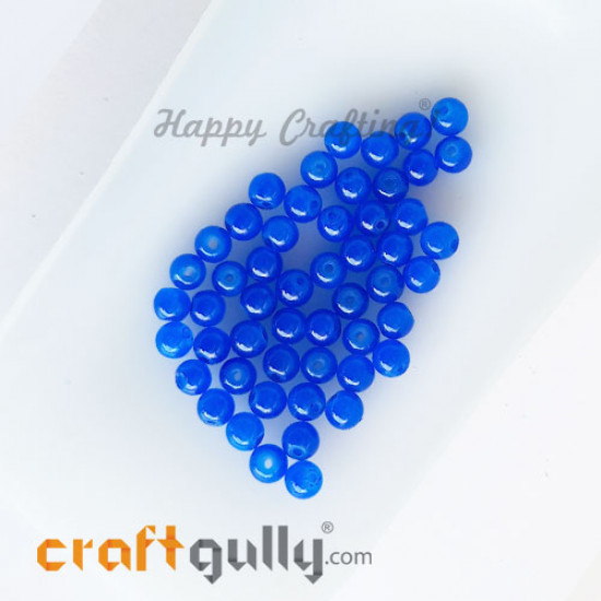 Glass Beads 4mm Round - Trans. Blue - 50 Beads