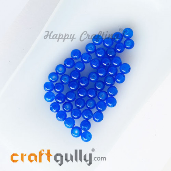 Glass Beads 4mm Round - Trans. Blue - 190 Beads
