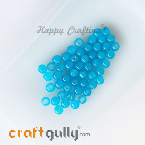 Glass Beads 4mm Round - Trans. Light Blue - 50 Beads