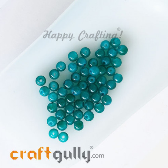 Glass Beads 4mm Round - Trans. Turquoise - 50 Beads