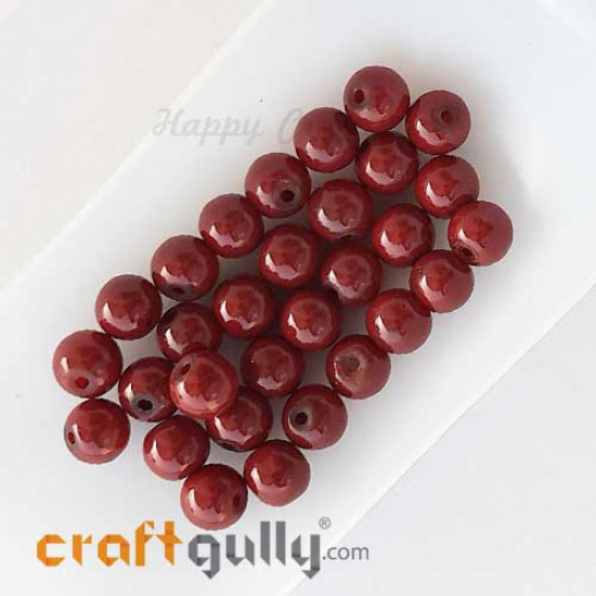 Glass Beads 7mm Round - Dark Red - 30 Beads