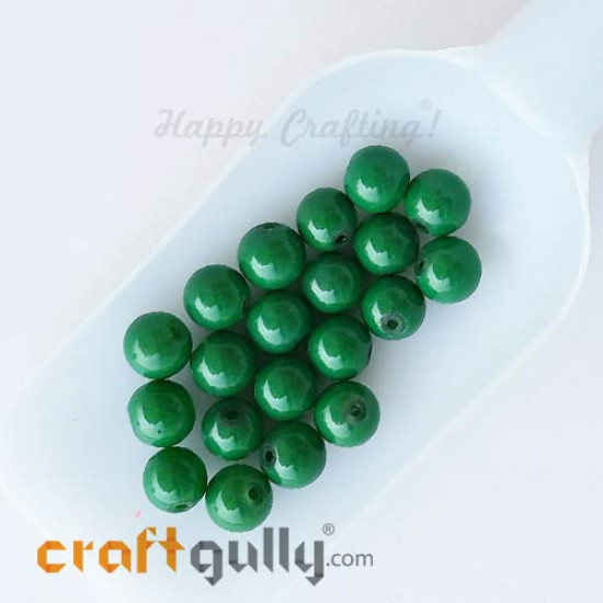 Glass Beads 10mm Round - Green - 20 Beads
