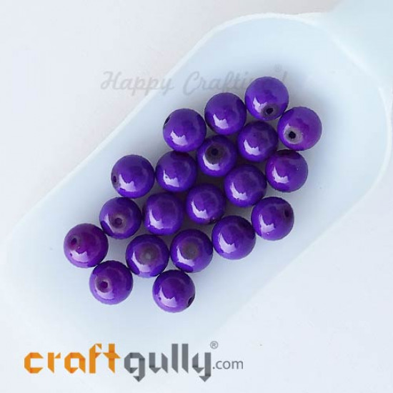 Glass Beads 10mm Round - Purple - 20 Beads
