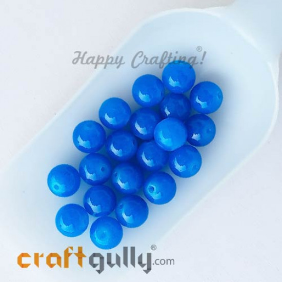 Glass Beads 10mm Round - Speckled Blue - 20 Beads