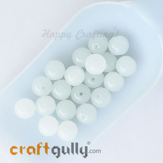 Glass Beads 10mm Round - Trans. White - 20 Beads