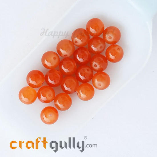 Glass Beads 10mm Round - Trans. Orange - 20 Beads