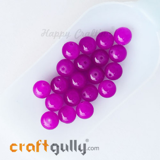 Glass Beads 10mm Round - Trans. Magenta - 20 Beads