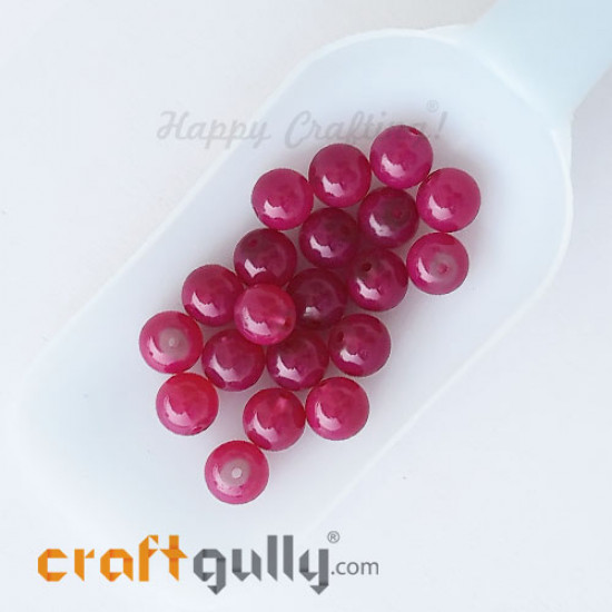 Glass Beads 10mm Round - Trans. Dark Pink - 20 Beads