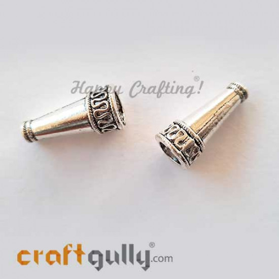 Bead Caps 22mm German Silver Design #13 - Silver Finish - Pack of 2