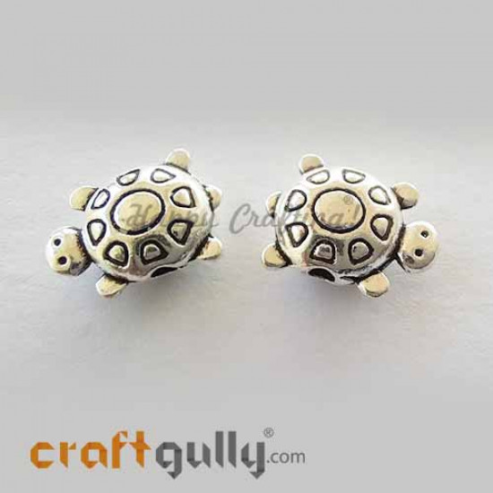 German Silver Beads 12.5mm - Tortoise - Silver Finish - Pack of 2