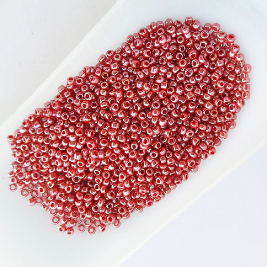 Seed Beads 2.5mm Glass - Round - Faux Pearl Ruby - 25gms