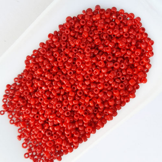 Seed Beads 2mm Glass - Round - Matte Red #2 - 25gms