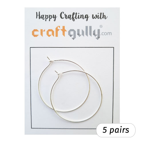 Earring Hoops 40mm - Silver Finish - 5 Pairs