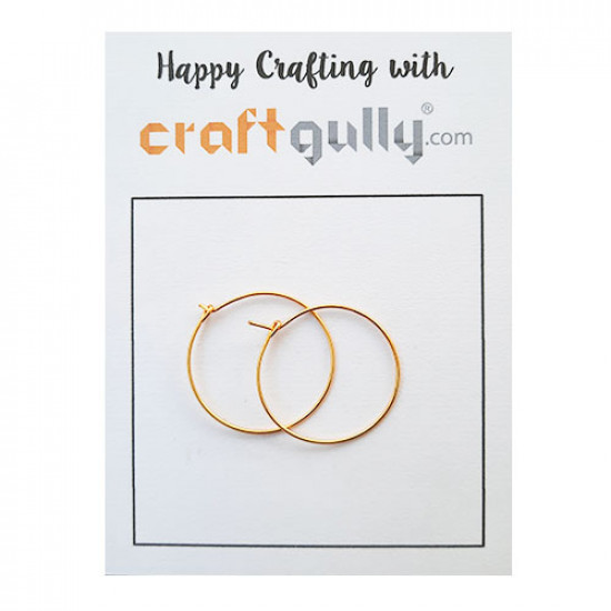 Earring Hoops 25mm - Golden Finish - 5 Pairs
