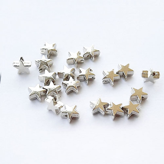 Acrylic Beads 6mm - Star - Silver Finish - 20 Beads