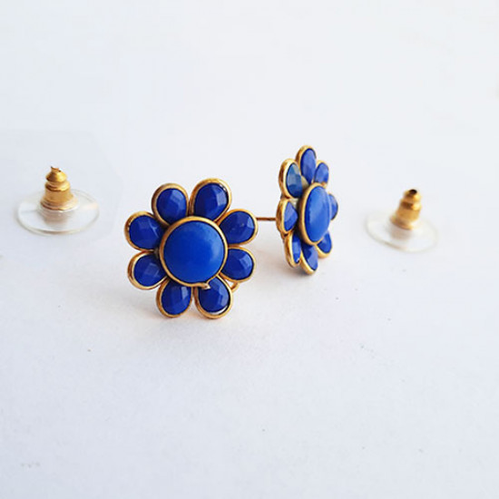 Earring Studs - Pachi - Design #12 - Blue - 1 Pair Earring Studs - Pachi - Design #12 - Blue - 1 Pair