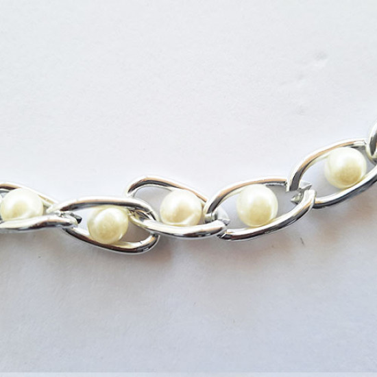 Chains 16mm Design #1 - Silver With Pearl - 1 Meter