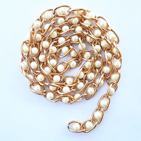 Chains 21mm Design #2 - Golden With Pearl - 1 Meter