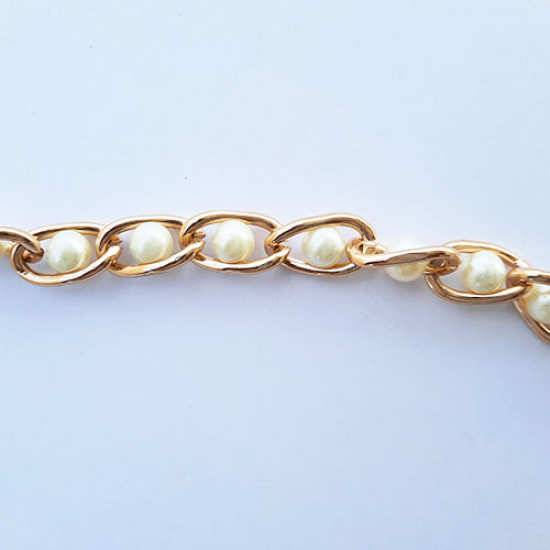 Chains 21mm Design #2 - Golden With Pearl - 1 Meter