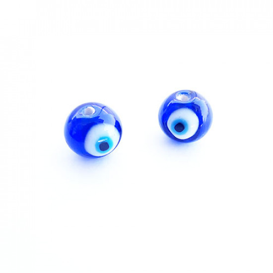 Glass Beads 12mm - Evil Eye Round - 2 Beads