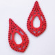 Earring Base Wood 70mm - Drop #2 - Red - Pack of 2