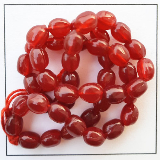 Glass Beads 9mm - Oval - Trans. Maroon - 1 String