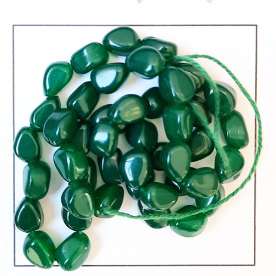 Glass Beads 9mm - Mixed Shapes - Trans. Dark Green - 1 String