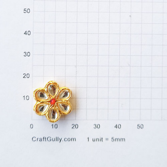 Metal Beads 19mm Flower With Kundan - Golden Setting - Pack of 1