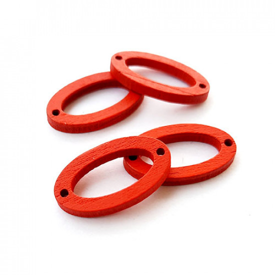 Connectors #79 MDF - 25mm Oval - Red - Pack of 4