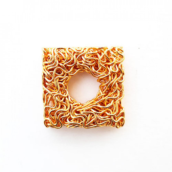 Metal Beads 26mm - Designer #13 Square - Golden - 1 Bead
