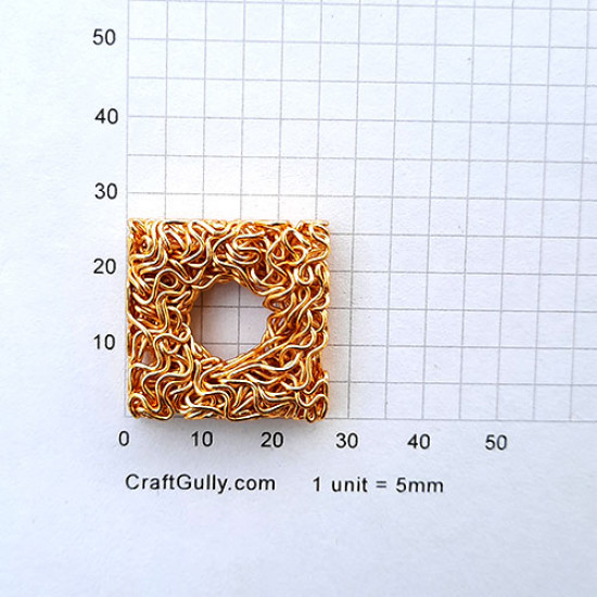 Metal Beads 26mm - Designer #13 Square - Golden - 1 Bead