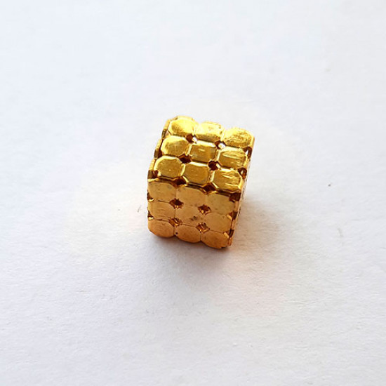 Metal Beads 11mm - Designer #15 Cube - Golden - 1 Bead