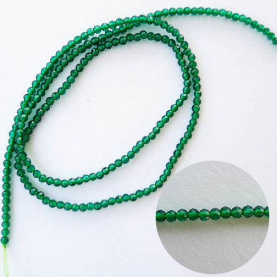 Seed Beads 2mm Glass Round Faceted Trans. Green - 15inches